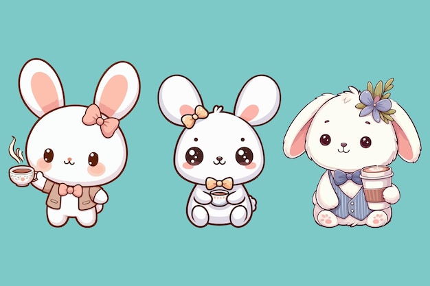 Photo vector a cute cartoon rabbit