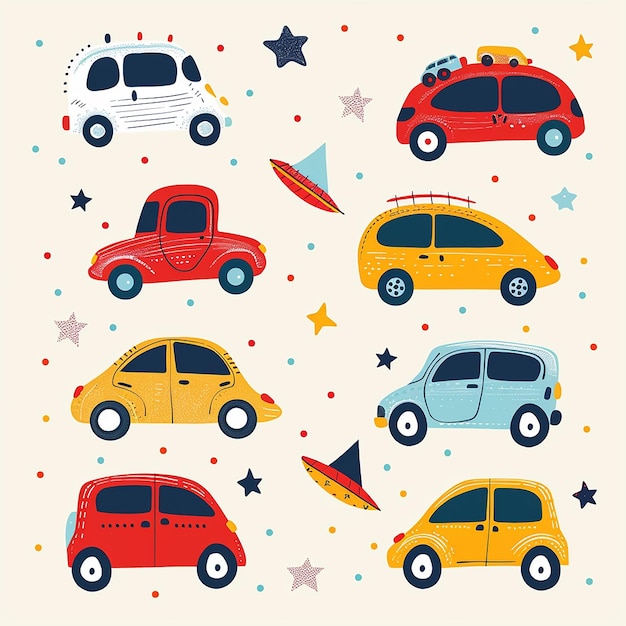 Photo vector of different toy cars for kids