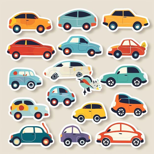 Photo vector of different toy cars for kids