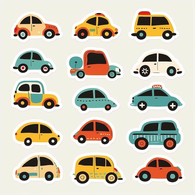 Photo vector of different toy cars for kids