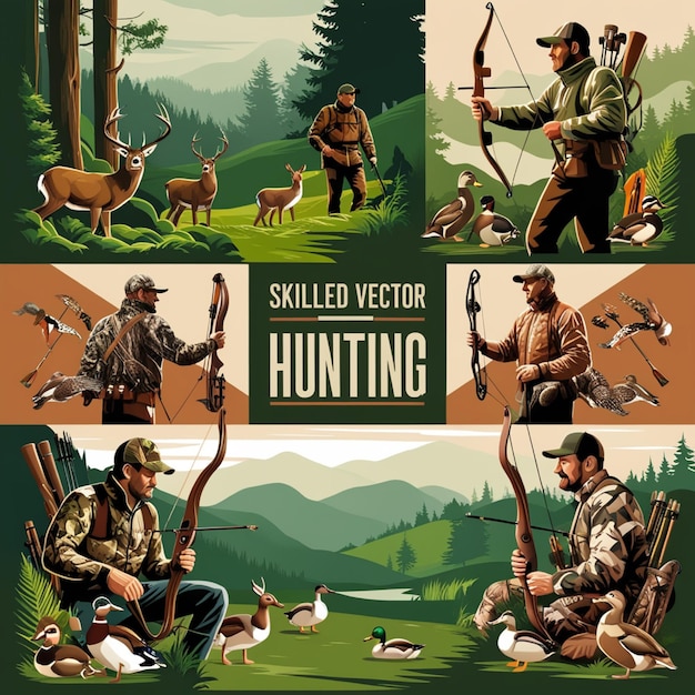 Photo vector images of hunting scenes and gear