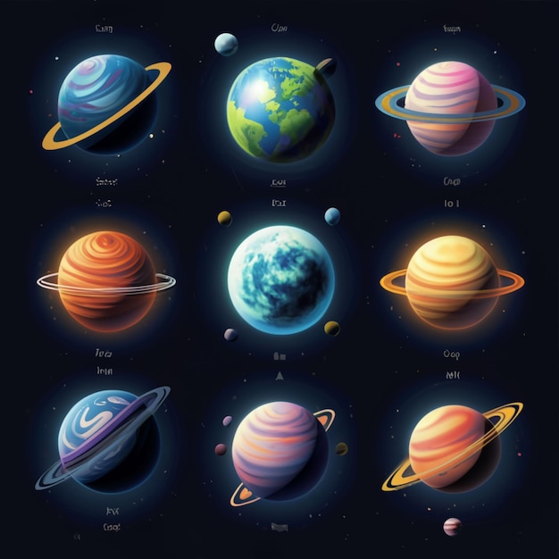 Photo vector planets transparent set