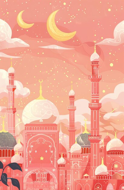 Photo a vector postcard for ramadan ar 518795 style raw