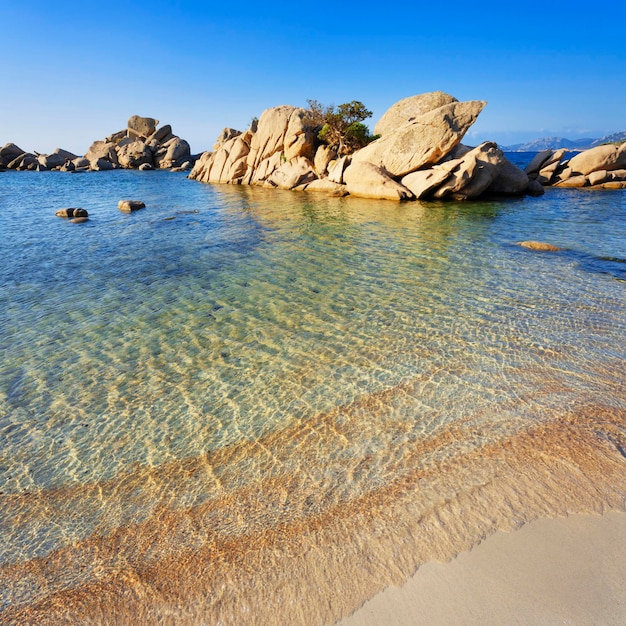 Vertical view of rocks at Palombaggia beach