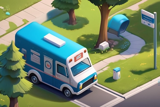 very detailed tiny cute Mail Carrier