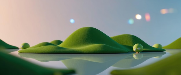 Photo vibrant 3d cartoon green hills on a transparent background evoking natures beauty