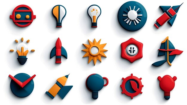 Photo vibrant assortment of clipart icons representing various industries and sectors