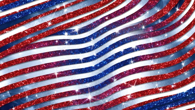 Photo a vibrant glittery backdrop featuring american flags for festive occasions