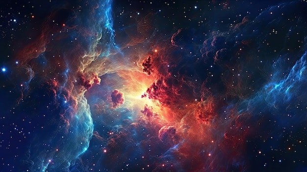 Vibrant Nebula in the Depths of Space Generative AI