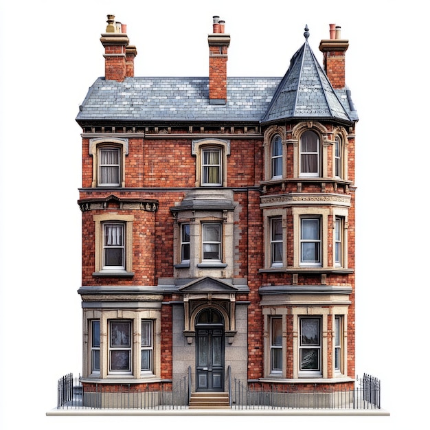 Photo victorian terrace house photorealistic 3d model isolated on white background