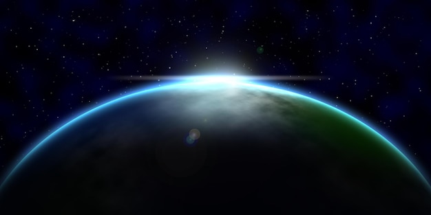 Photo view of blue planet earth in space