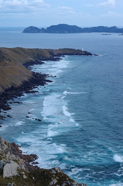 View of the coast of La Vela and the Cies Islands from the O Facho de Donon viewpoint