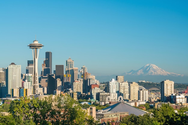 Photo view of downtown seattle skyline