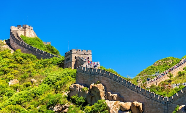 Photo view of the great wall at badaling - beijing, china