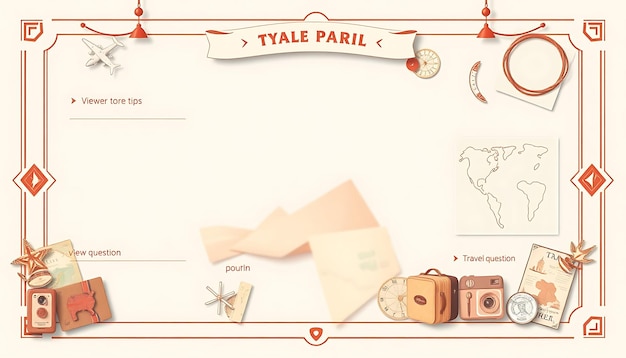 Foto vintage travel theme layout screen voor een travel vlogger met soft pastels game interface design