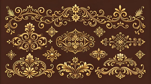 Photo vintage typographic decorative ornament design elements set vector illustration