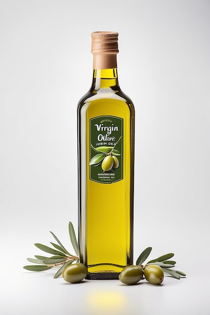 Virgin olive oil bottle isolated on white background