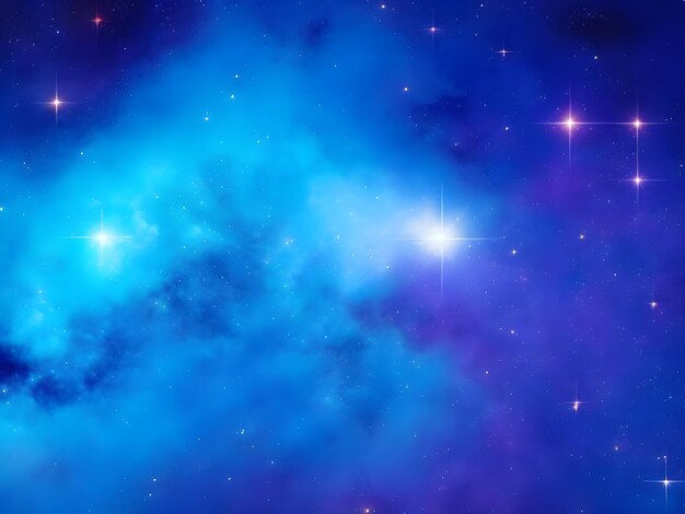 Photo vivid blue nebula with sparkling stars in a serene smooth space background