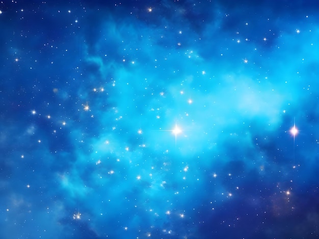 Photo vivid blue nebula with sparkling stars in a serene smooth space background