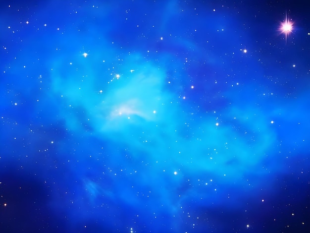 Photo vivid blue nebula with stars illuminating a beautiful smooth cosmic background