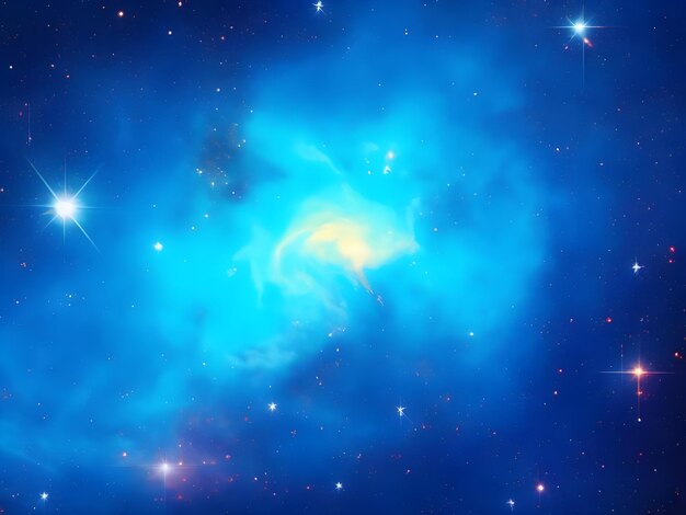 Vivid Blue Nebula with Stars Illuminating a Beautiful Smooth Cosmic Background