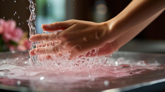 Photo washing hands in the bathroom