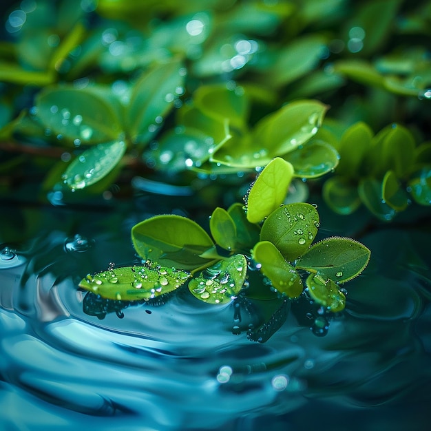 Photo water drops on leaves