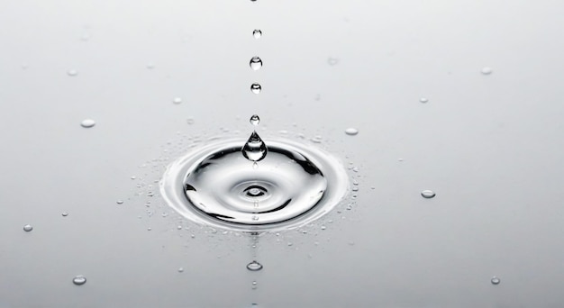 Photo water drops in a sink with a drop of water on the top