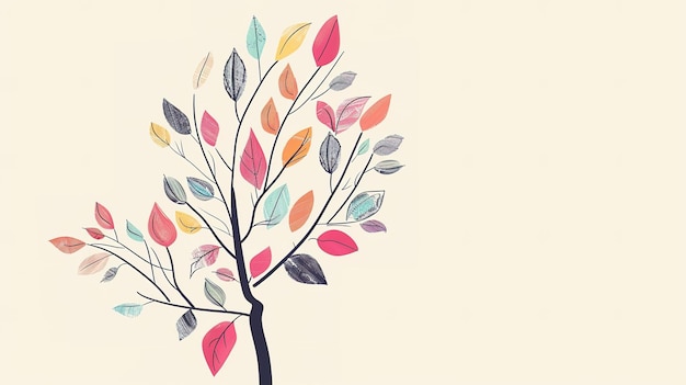 Photo watercolor illustration of a tree with colorful leaves