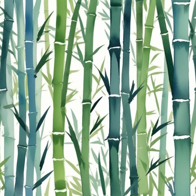 Photo watercolor painting bamboo pattern