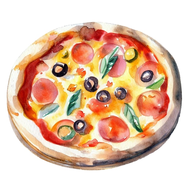 Watercolor Pizza Clipart Fast Food