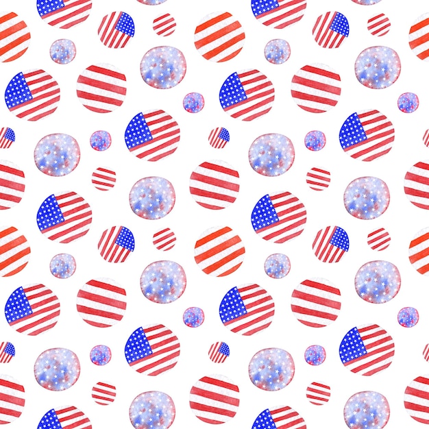 Photo watercolor seamless pattern of american symbolism