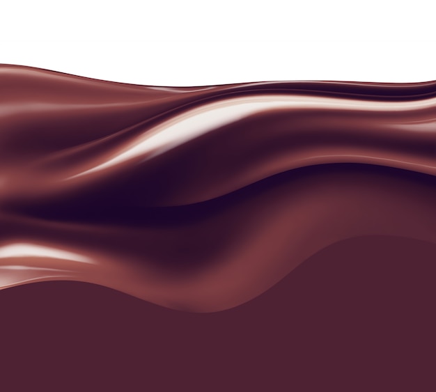 Photo wave of liquid chocolate on white background