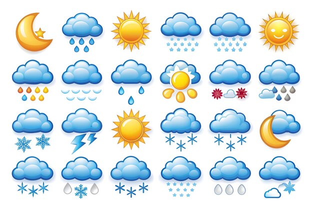 Photo weather icons set on a white background