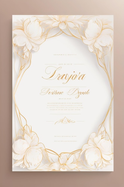 a wedding invitation with flowers on the bottom