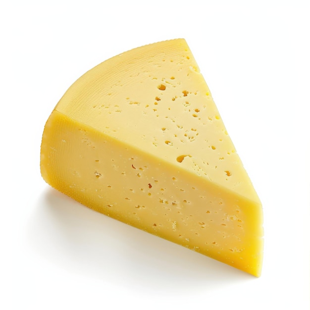 Photo a wedge of yellow cheese isolated on a white background