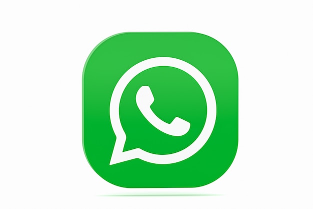 Whatsapp application green logo icon 3d render on white background