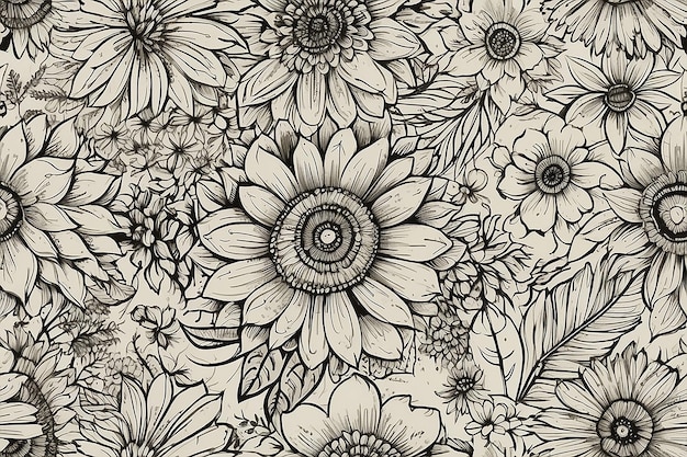 Whimsical Blooms HandDrawn Doodles of Flowers