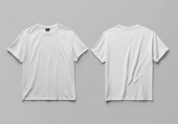 Photo white blank tshirt template on a gray background front and back view