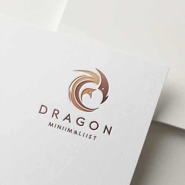 Photo a white card with a dragon design on it