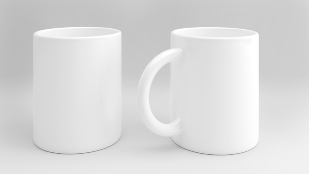 Photo white cup mockup on a white background,isolated on white background,3d rendering