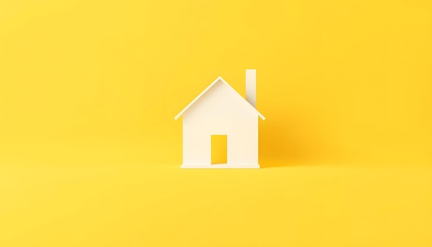 Photo white empty house on a yellow background abstract image minimal concept building business 3d