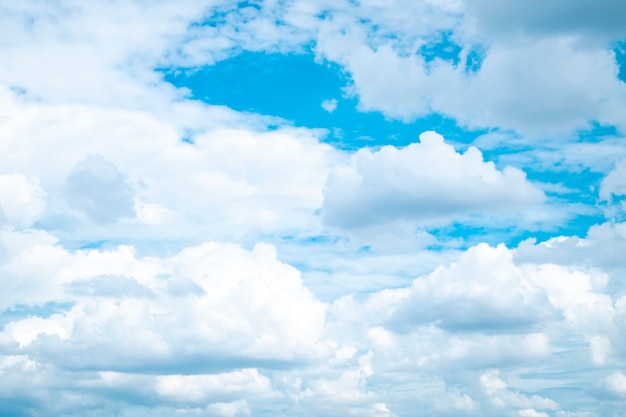 White fat clouds blue sky