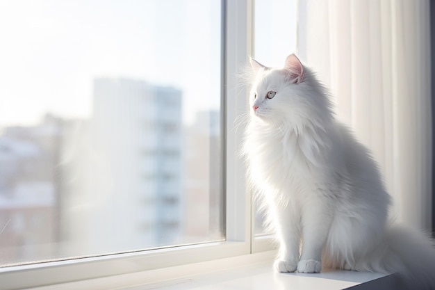 White Fluffy Kitten with Blue Eyes