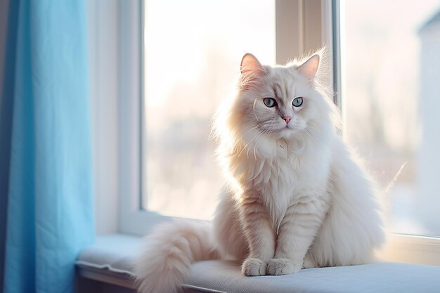 White Fluffy Kitten with Blue Eyes