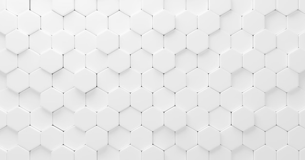 White hexagon texture background 3D render