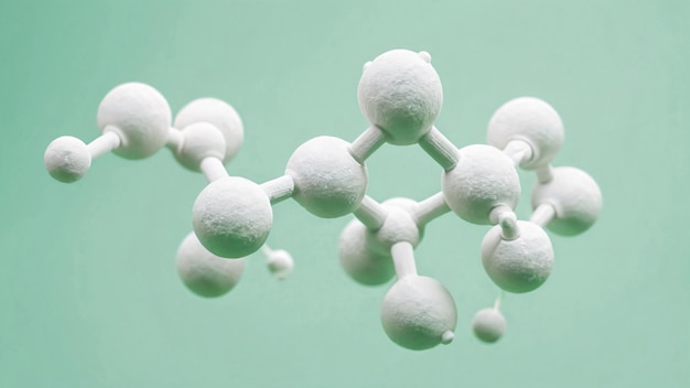 Photo white molecular model on green background