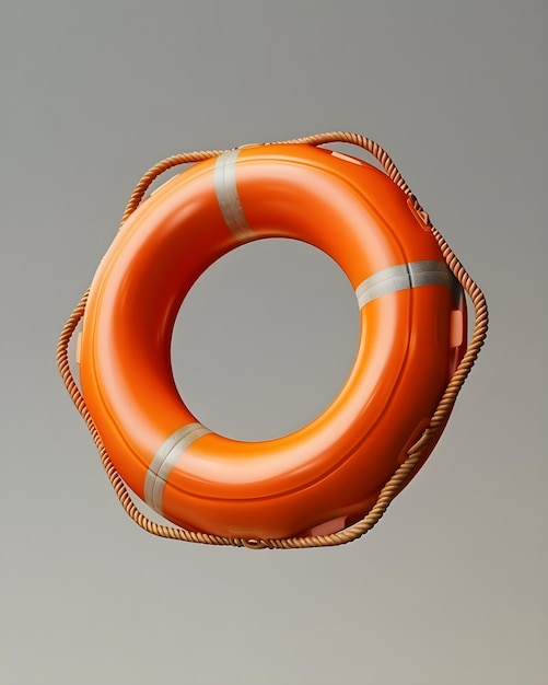 White and orange life buoy with straps