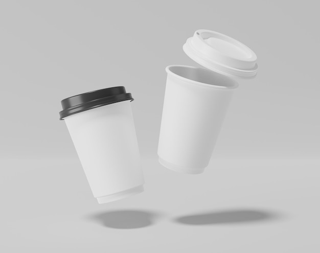 White paper coffee cup mockup Realistic round package