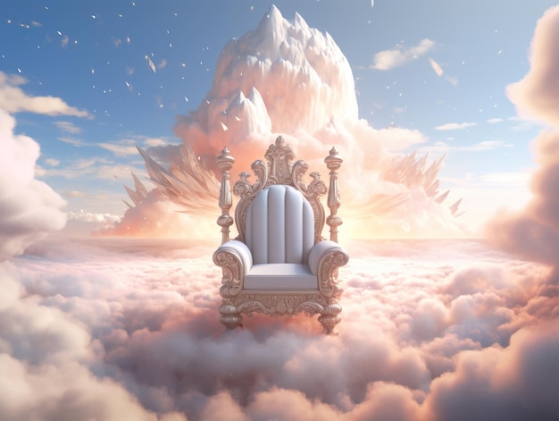 Photo white throne among beautiful clouds